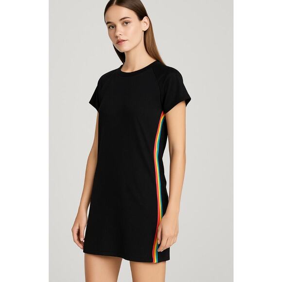 Silence & Noise Silence + Noise Anthropologie Rainbow side stripe Black SZ SM - Picture 1 of 10